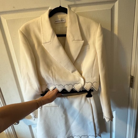 Mach & Mach Crystal Hearts Wool Miniskirt - Picture 5 of 5